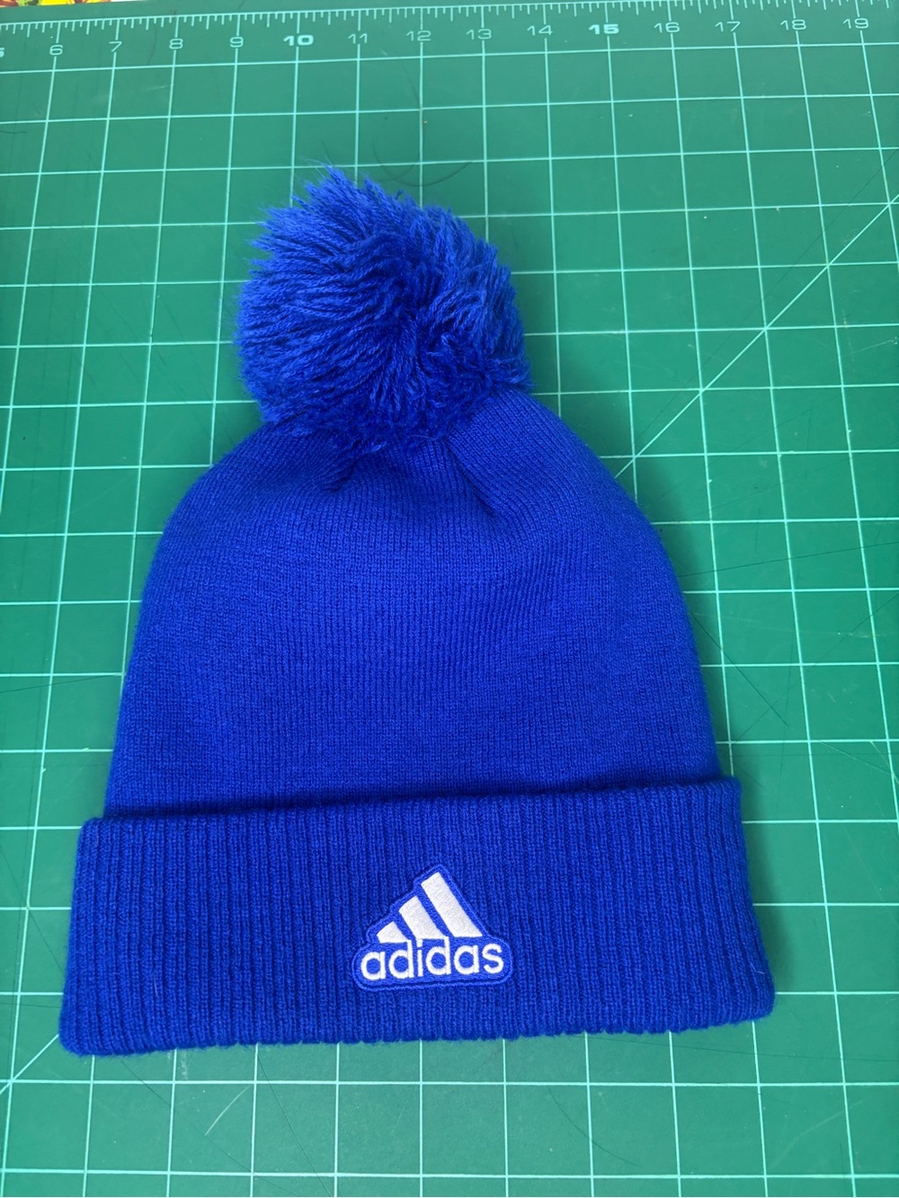adidas Unisex Royal Blue Knit Pom Beanie O/S Winter Snow Toque